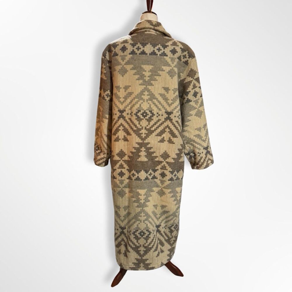 Woolrich, VTG 90s Western Print Fringe Wool Duster Jacker, L Cowboy Americana - Picture 3 of 11